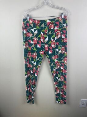 Lula Roe Tall & Curvy Santa Print Green Leggings